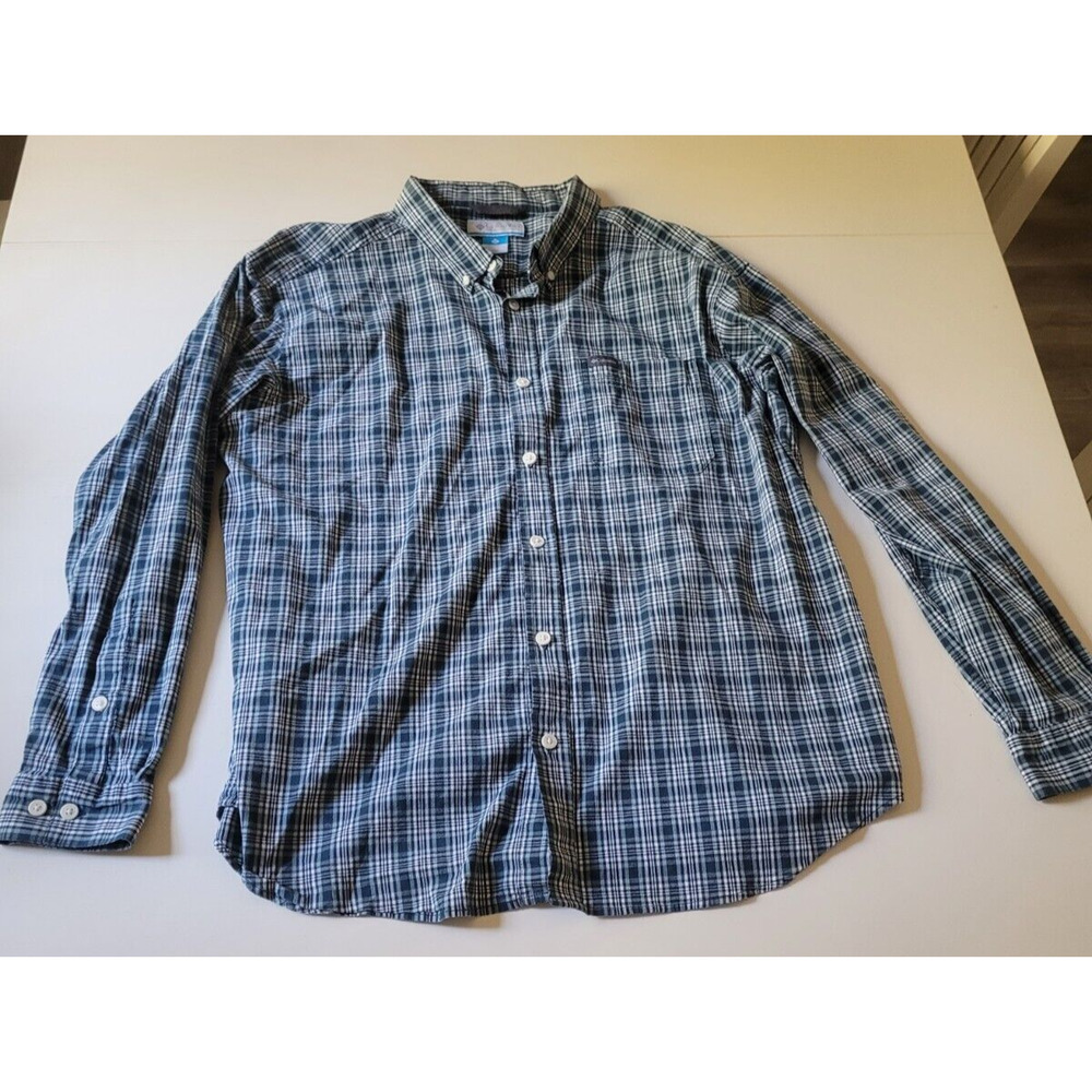 Columbia Sportswear Men's XXL Button-down Gray Check Long‎ Sleeve Dress Shirt